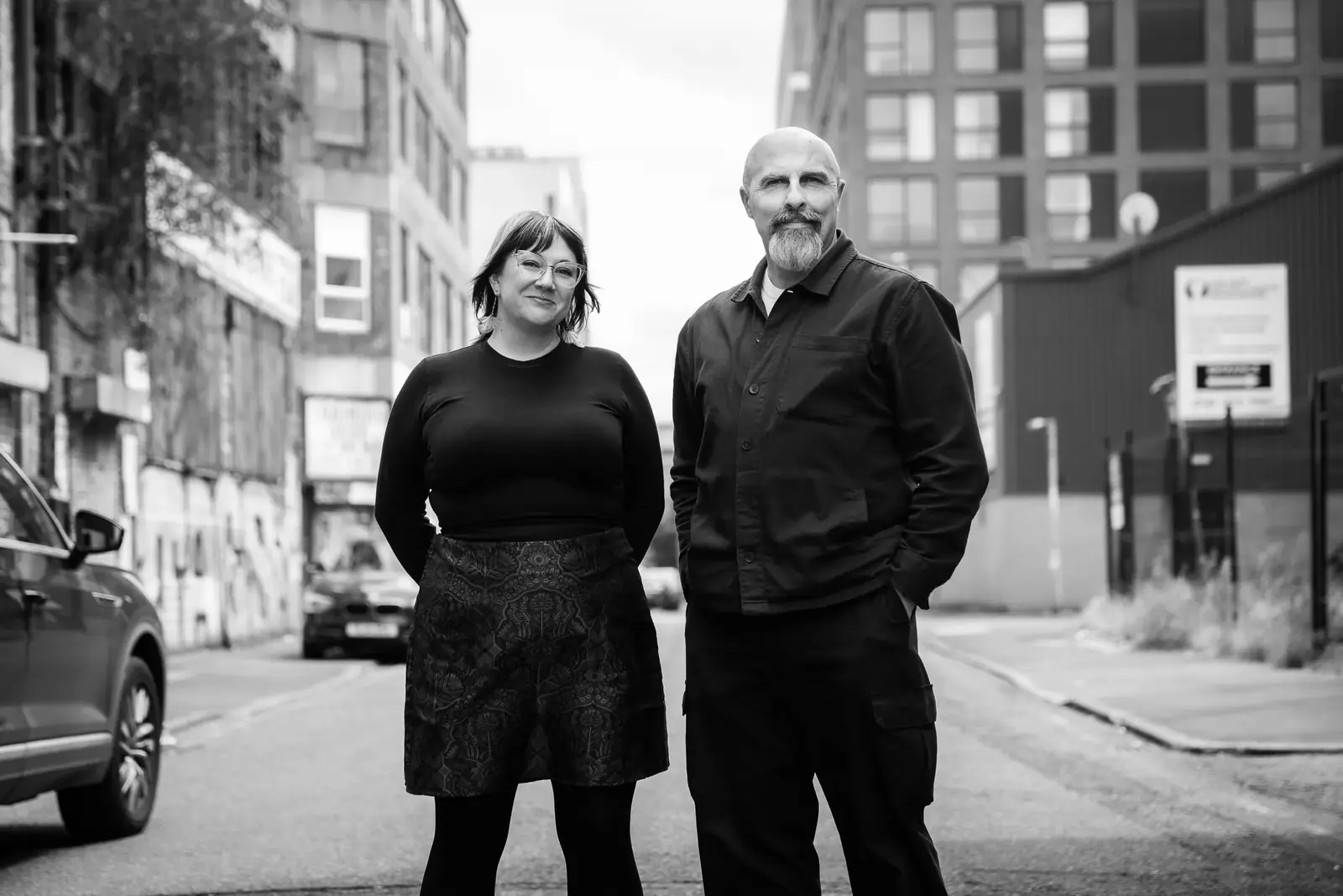 Amy & Andrew stood in a street
